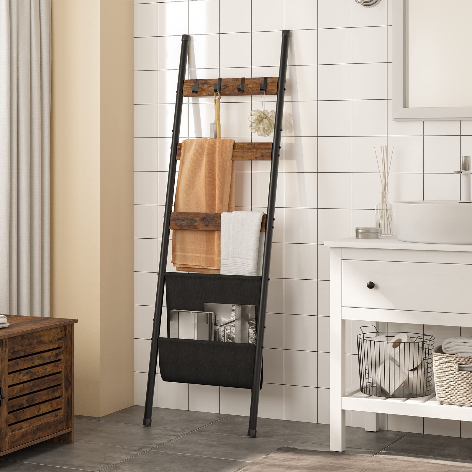 HOOBRO 5-Tier Blanket Ladder & Towel Rack - 17.3