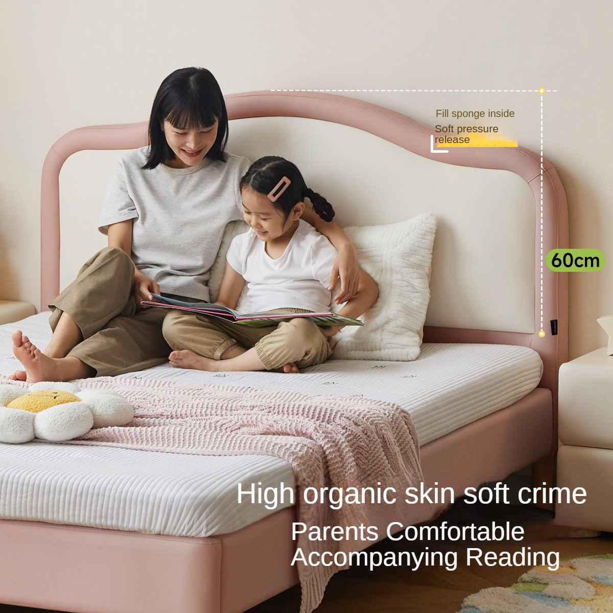 Organic Leather Kids Soft Cloud Bed - Ultra Comfortable & Hypoallergenic Toddler Bed for Nursery, Bedroom, or Playroom - Perfect for Relaxation & Sweet Dreams