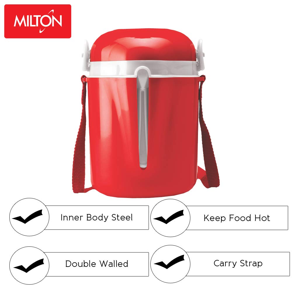 MILTON Meal Mate 3-Tier Stainless Steel Tiffin Lunch Box - Red | BPA-Free, Leak-Proof Food Container for Office, School & Picnics