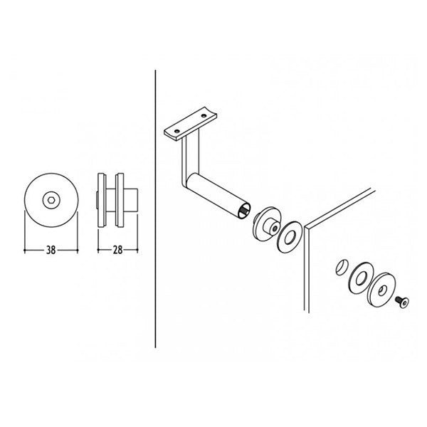 HB 512 Tempered Glass Mount for Stainless Steel Handrail Brackets - Heavy Duty Balcony & Staircase Safety Railing System for Indoor/Outdoor Use
