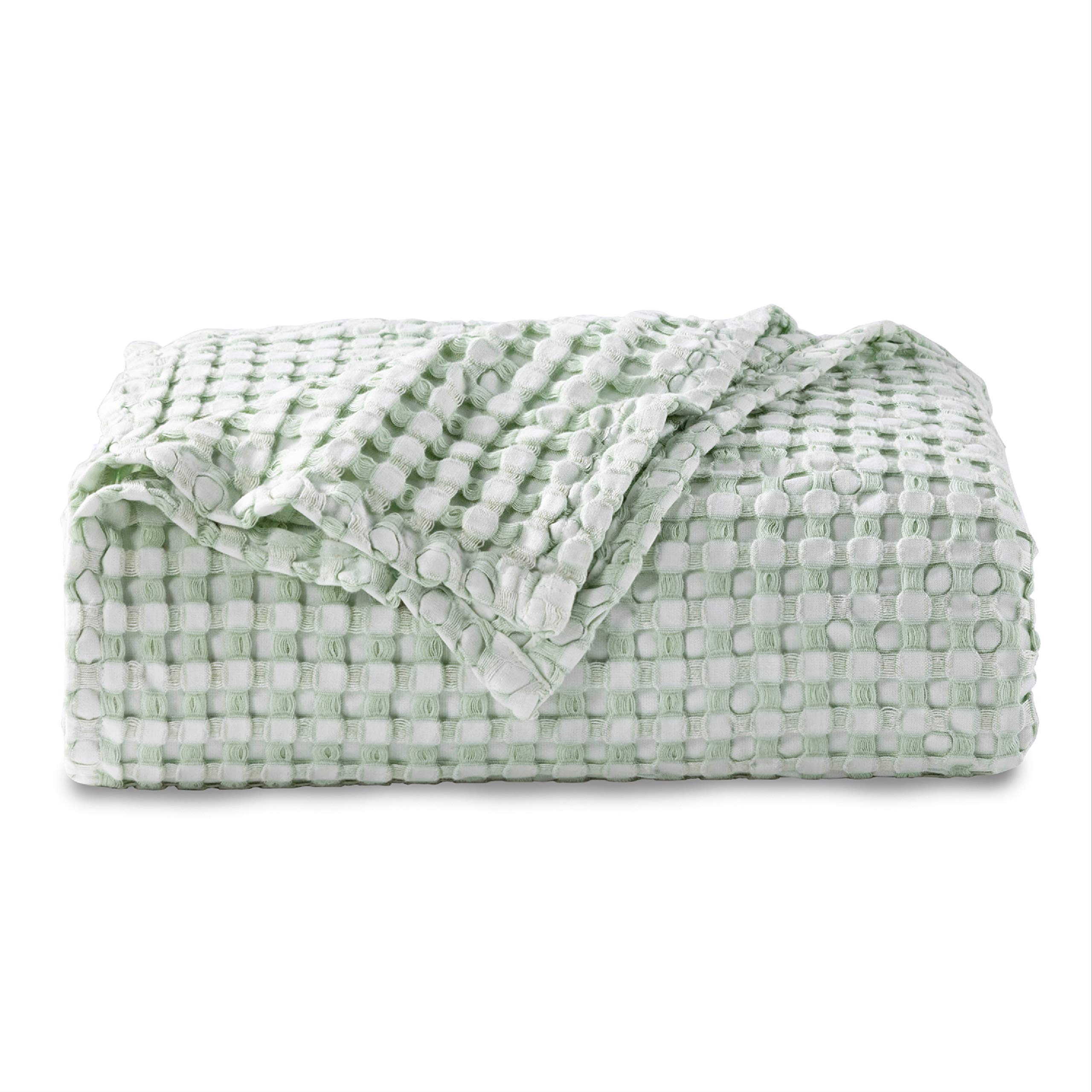 Bedsure Waffle Cotton Twin Size Blanket - Soft Sage Green Bamboo Viscose Waffle Weave All Season Lightweight Blanket (66x90 inches) for Bedroom, Living Room, Sofa & Guest Room Comfort