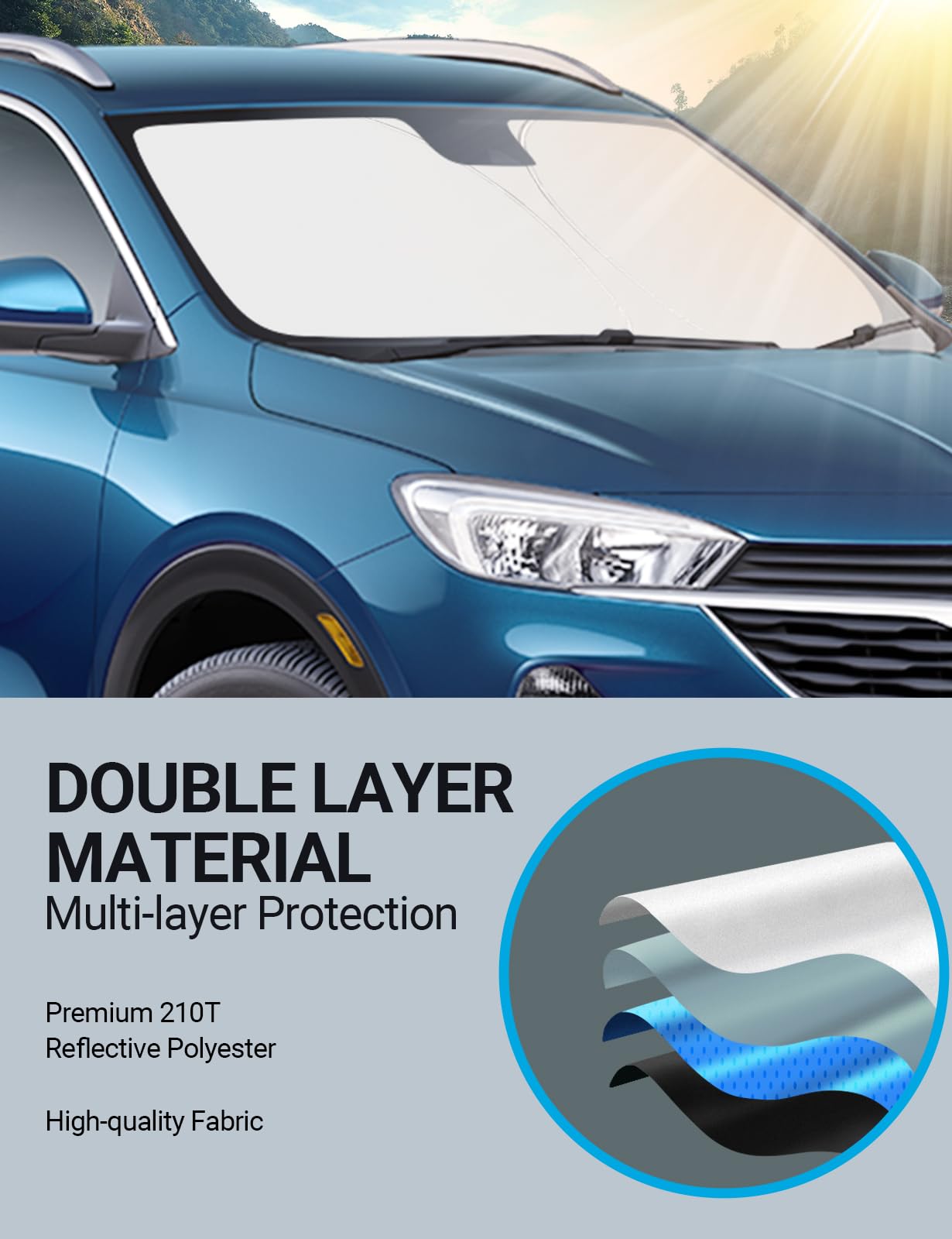 2025 Upgrade Proadsy Front Windshield Sun Shade - Foldable Custom Fit Sun Visor Protector for 2020-2025 Buick Encore | UV & Heat Protection | Perfect for Summer Parking & Road Trips
