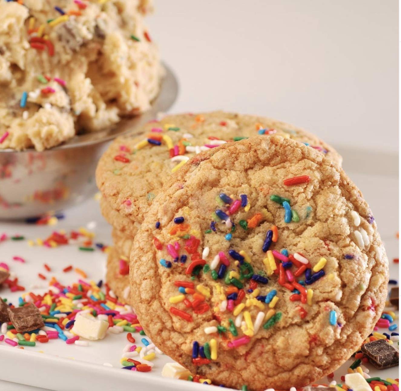 Rainbow Sprinkles Soft Baked Poppies Dough Cookies - 5 Pack (35 Cookies) for Birthday Parties, Baby Showers & Holiday Celebrations