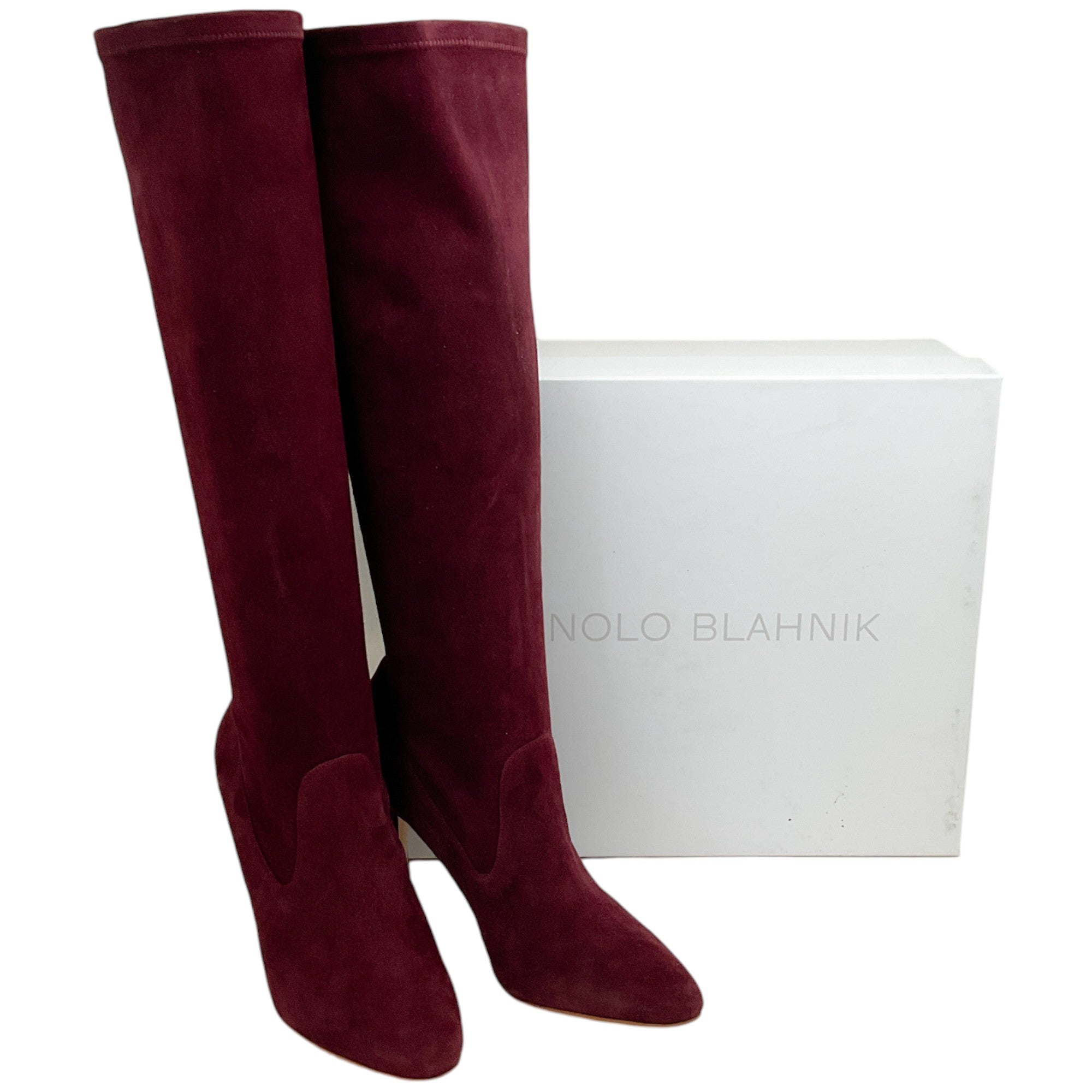 Manolo Blahnik Women's Dark Red Suede Pamfilo 90 Ankle Boots - Elegant High Heel Booties for Party, Night Out & Special Occasions