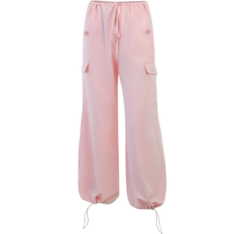 Women's Plus Size Wide Leg Loose Cargo Pants - High Waisted Straight Leg Trousers for Casual Wear, Work & Outdoor Activities