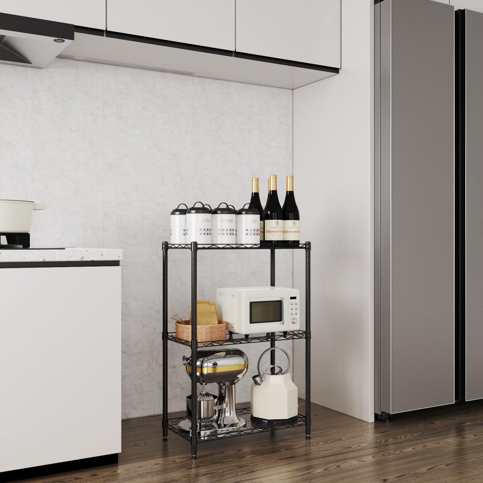 3-Tier Adjustable Metal Wire Shelving Unit - 11.8