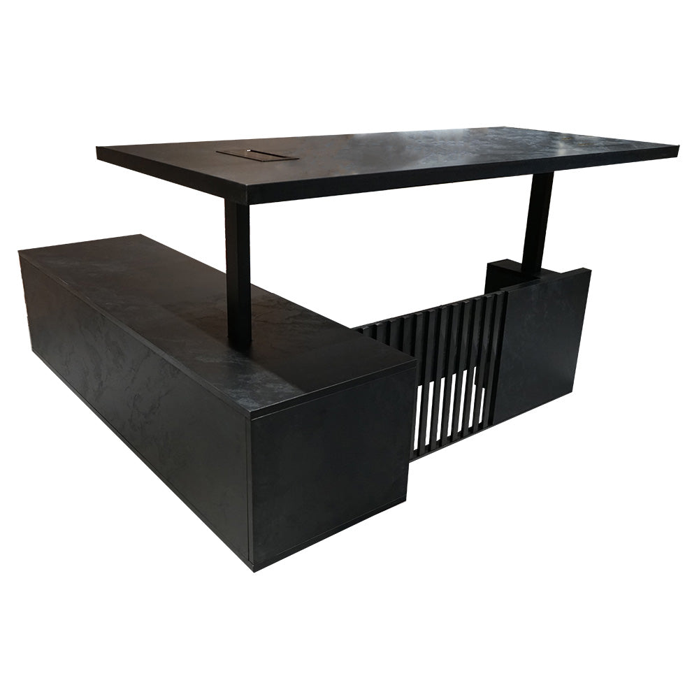 DAXTON 200cm Black Executive Desk with Right Return & Lift - Perfect for Home Office, Business & Professional Workspaces