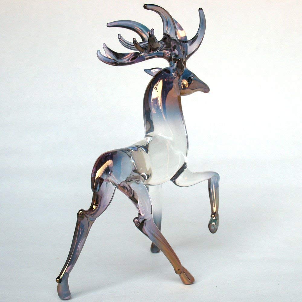 Hand-Blown Glass Deer Buck Figurine - Elegant Home Decor for Cabin, Office & Nature-Themed Gift Ideas