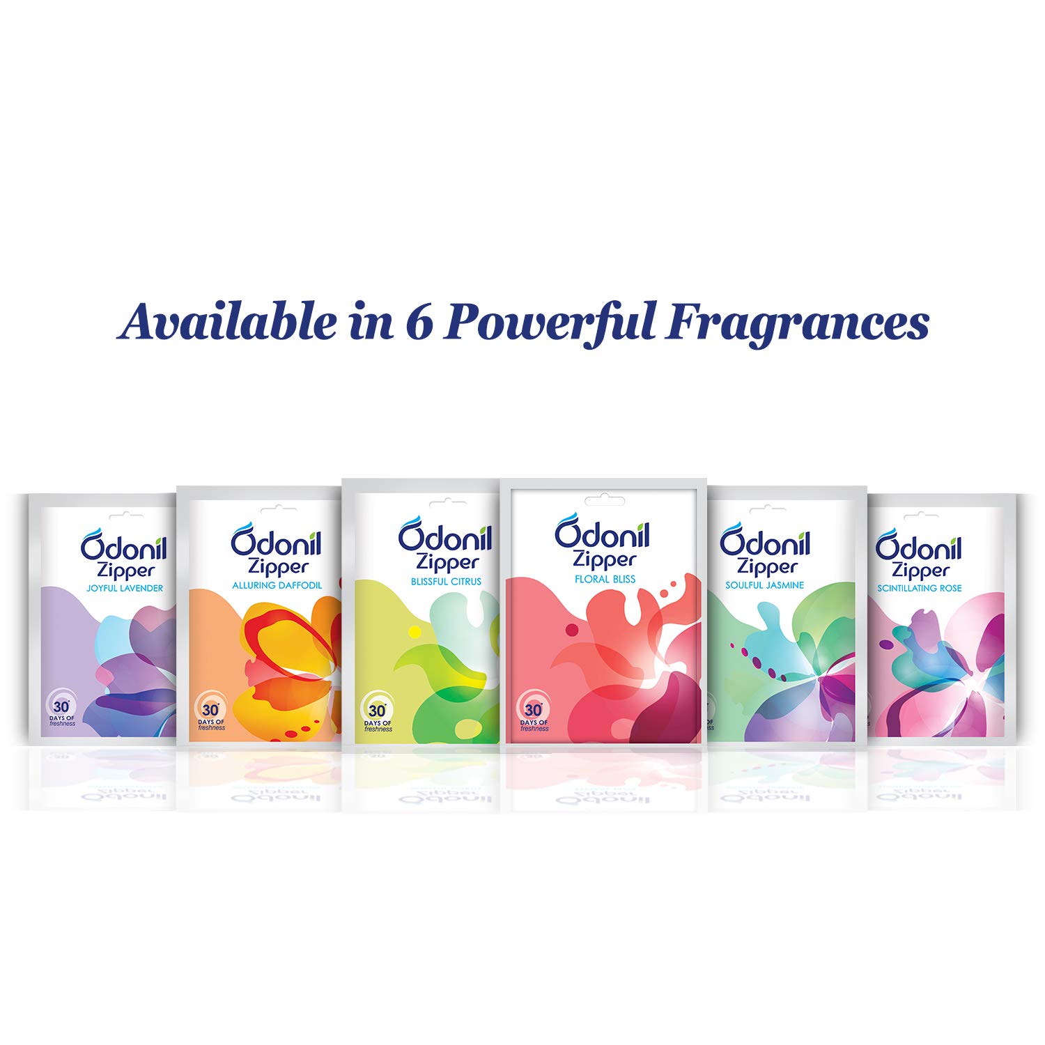 Odonil Bathroom Air Freshener Zipper Mix - 30g (10gx3) | Assorted Fragrance Pack | Long-Lasting Odor Eliminator for Bathroom, Toilet & Home | Germ Protection | Up to 30 Days Freshness | Perfect for Small Spaces, Offices & Travel Use