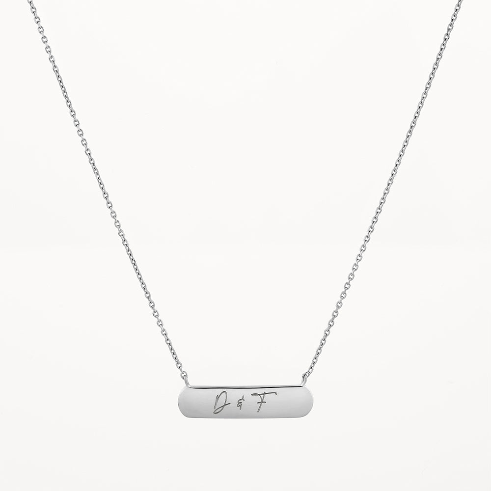 Personalized Engravable Silver Horizontal Bar Necklace - Custom Name Jewelry Gift for Women, Mom, Wife - Perfect for Anniversaries, Birthdays & Special Occasions