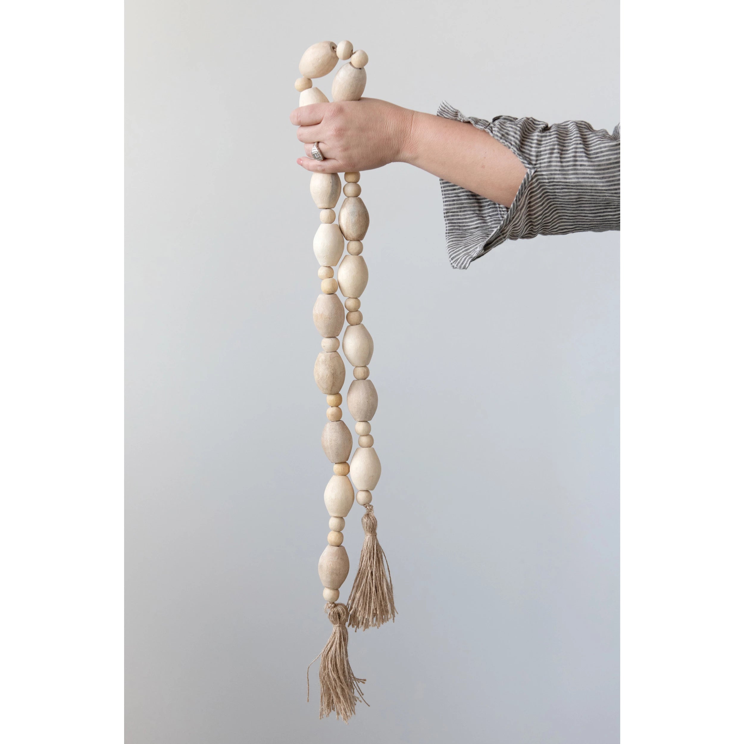 Large Wood Bead Garland - Natural Rustic Home Decor for Wall, Mantel & Wedding - 6ft Boho Chic Beaded Strand for DIY Crafts, Party & Nursery Decorations