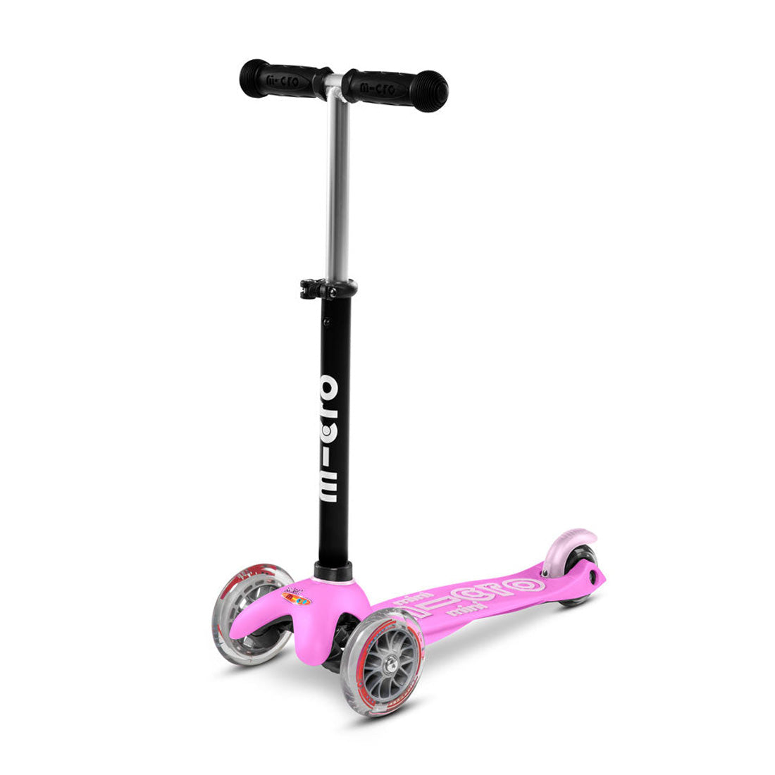 Micro Mini 2Go Deluxe Plus 3 Wheel Scooter for Kids - Lightweight Foldable Kick Scooter with Adjustable Handlebar, Pink | Perfect for School, Park & Neighborhood Rides