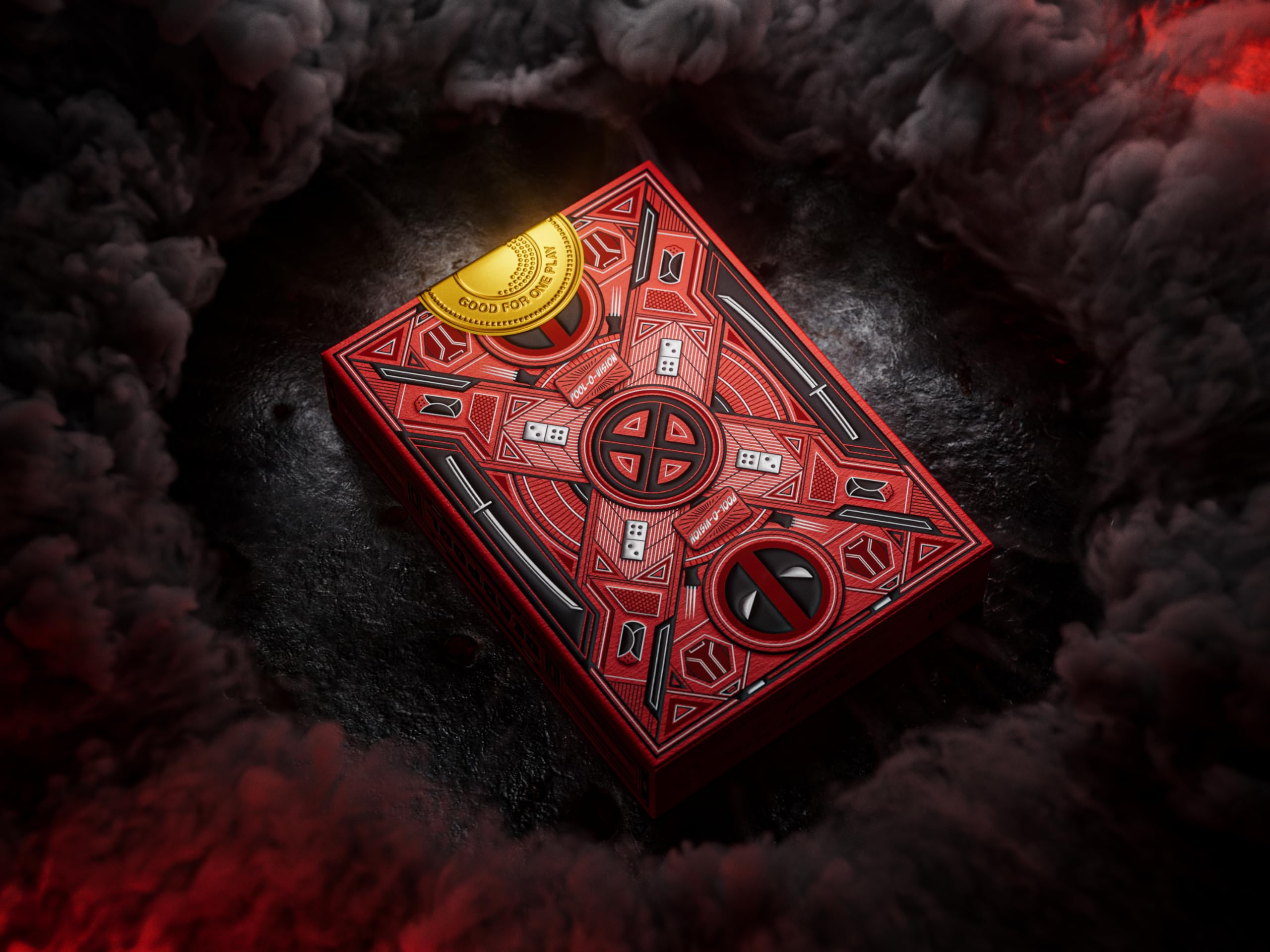 theory11 Deadpool Playing Cards - Premium Poker Size Standard Index Luxury Deck for Magic Tricks, Card Games & Collectors
