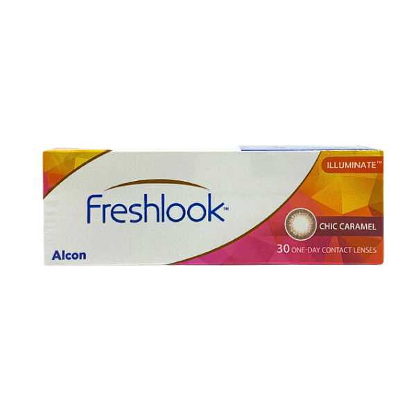 Freshlook Illuminate Chic Caramel Colored Contact Lenses (30 Pack) - Natural Eye Brightening for Daily Wear & Special Occasions