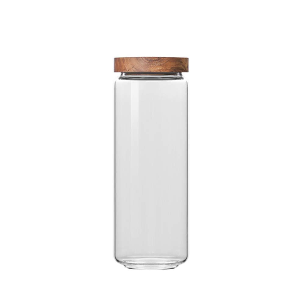 Yardwe 1300ml Glass Jars with Wood Lids - Airtight, Stackable Food Storage Containers for Kitchen Pantry - Perfect for Coffee, Tea, Sugar, Pasta, Cookies & Dry Goods Organization | Ideal for Home, Office & Gift Giving