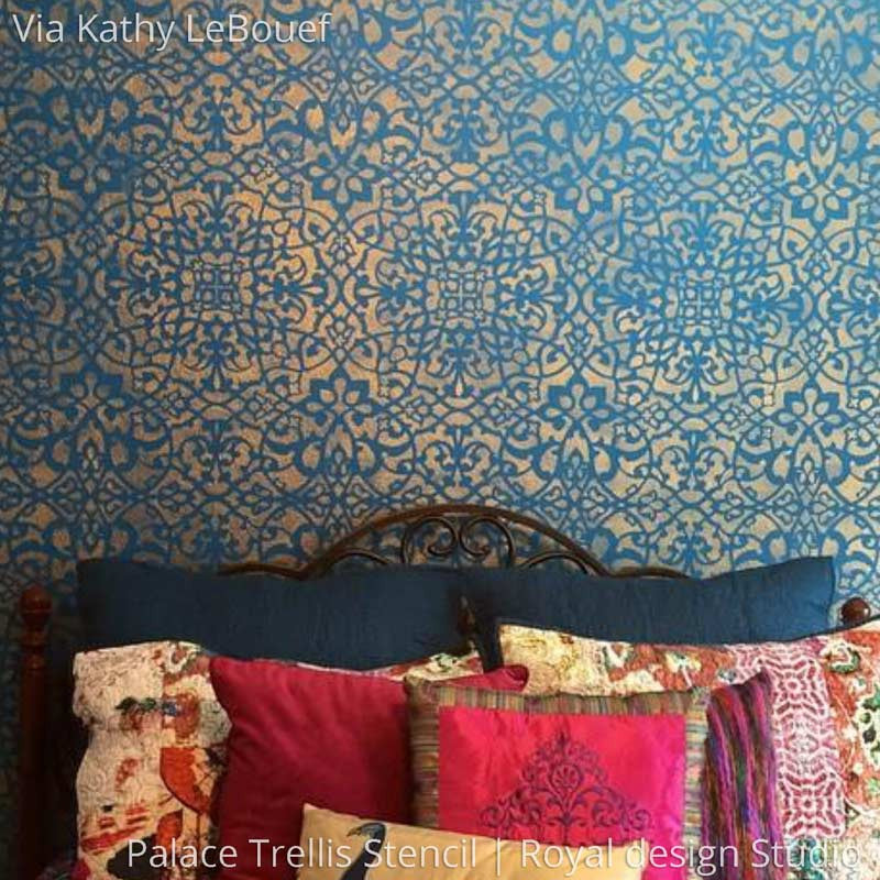 Palace Trellis Moroccan Wall Stencil - DIY Home Decor, Arabic Pattern Template for Painting, Wall Art, Furniture & Crafts - Perfect for Bedroom, Living Room, and Boho Style Interior Design
