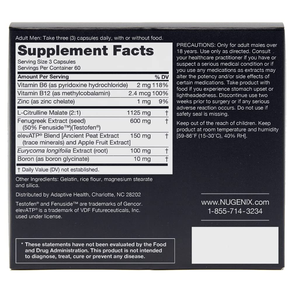 Nugenix Total-T Testosterone Booster Supplement for Men - 180 Capsules | Free & Total T Support | Enhance Energy, Strength & Performance | Perfect for Workouts, Fitness & Active Lifestyles