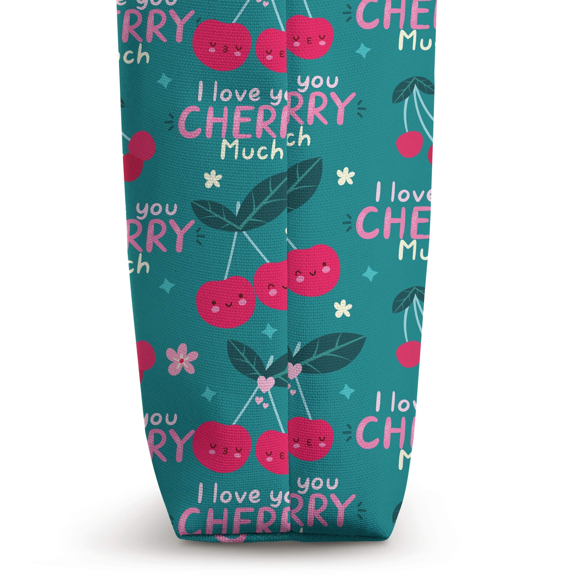 Cherry Print Tote Bag - Cute Fruit Themed Reusable Shopping Bag for Women | Perfect for Grocery Shopping, Beach Trips & Farmers Market