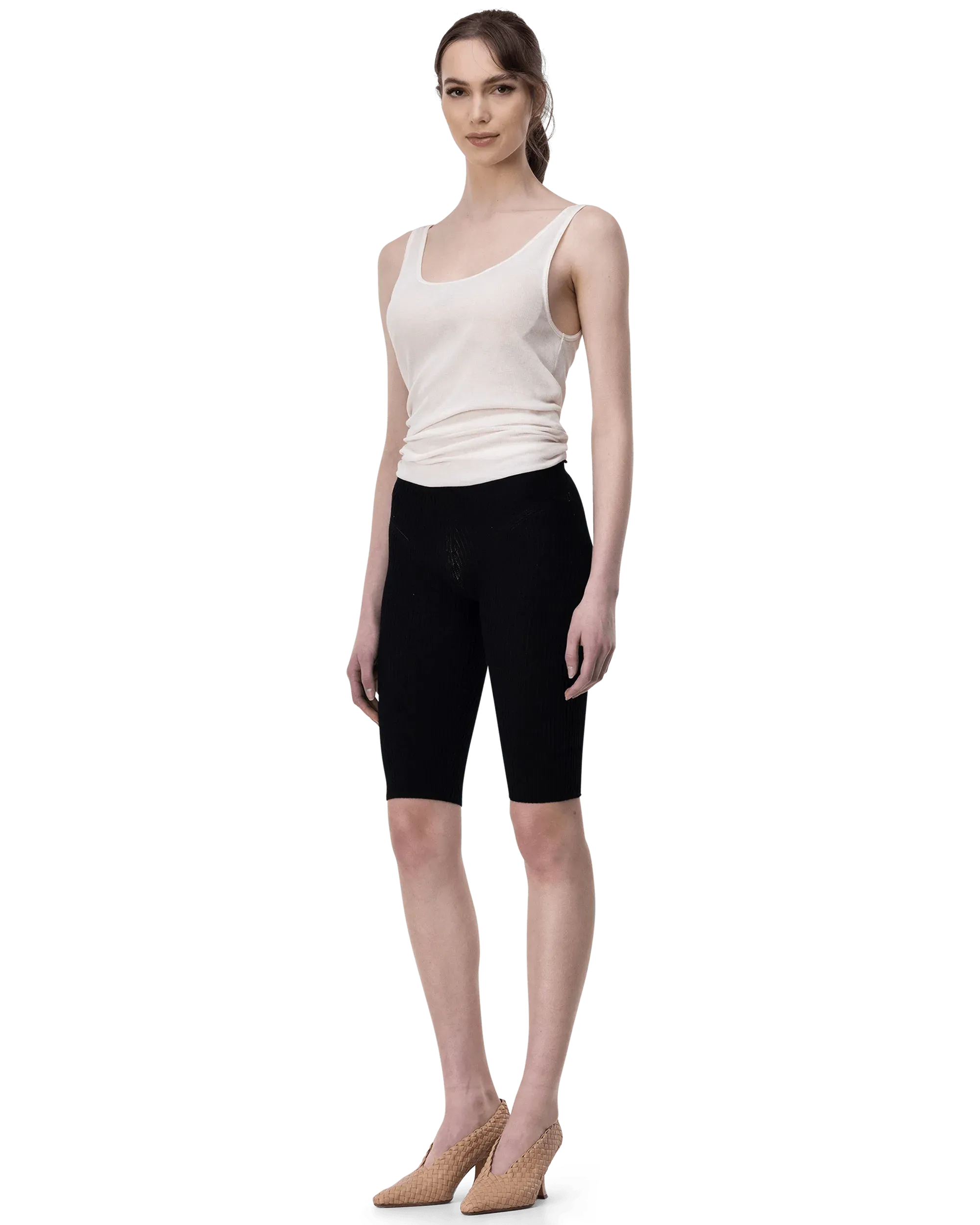 Stylish Arancia Rib Knit Biker Shorts for Women - High Waist Yoga Workout Shorts - Perfect for Gym, Running, Cycling & Lounge Wear