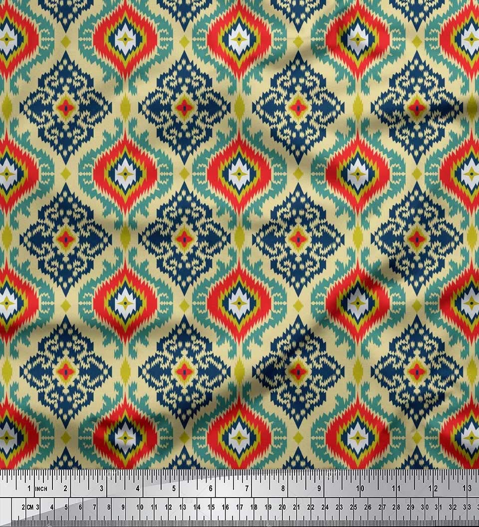 Soimoi Moss Georgette Brown Fabric by The Yard - 42 Inch Wide Ogee Damask Pattern Printed Fabric for Dresses, Curtains & Home Decor | Classic Timeless Fashion & Upholstery Material