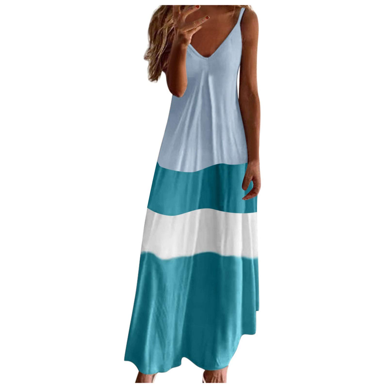 Boho Tie-Dye Maxi Sundress for Women - Loose Long Sleeve Beach Coverup Dress, Flowy Summer Slip Dress for Casual Outings, Vacations & Music Festivals