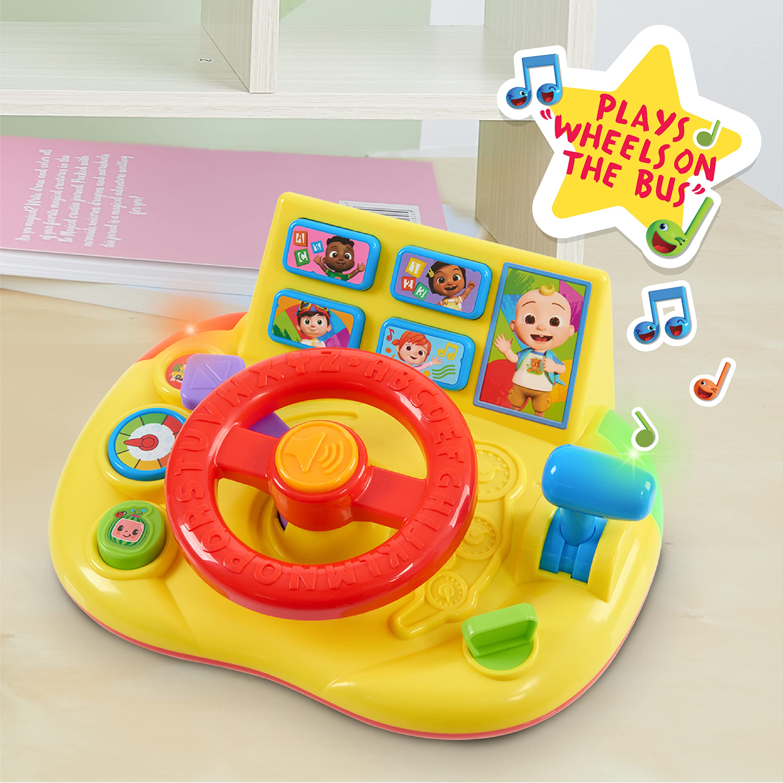 CoComelon Interactive Learning Steering Wheel Toy with Lights & Sounds - Educational Car Toy for Kids Ages 3+ | Batteries Included | Pretend Play, Road Trip Fun & Early Learning Development