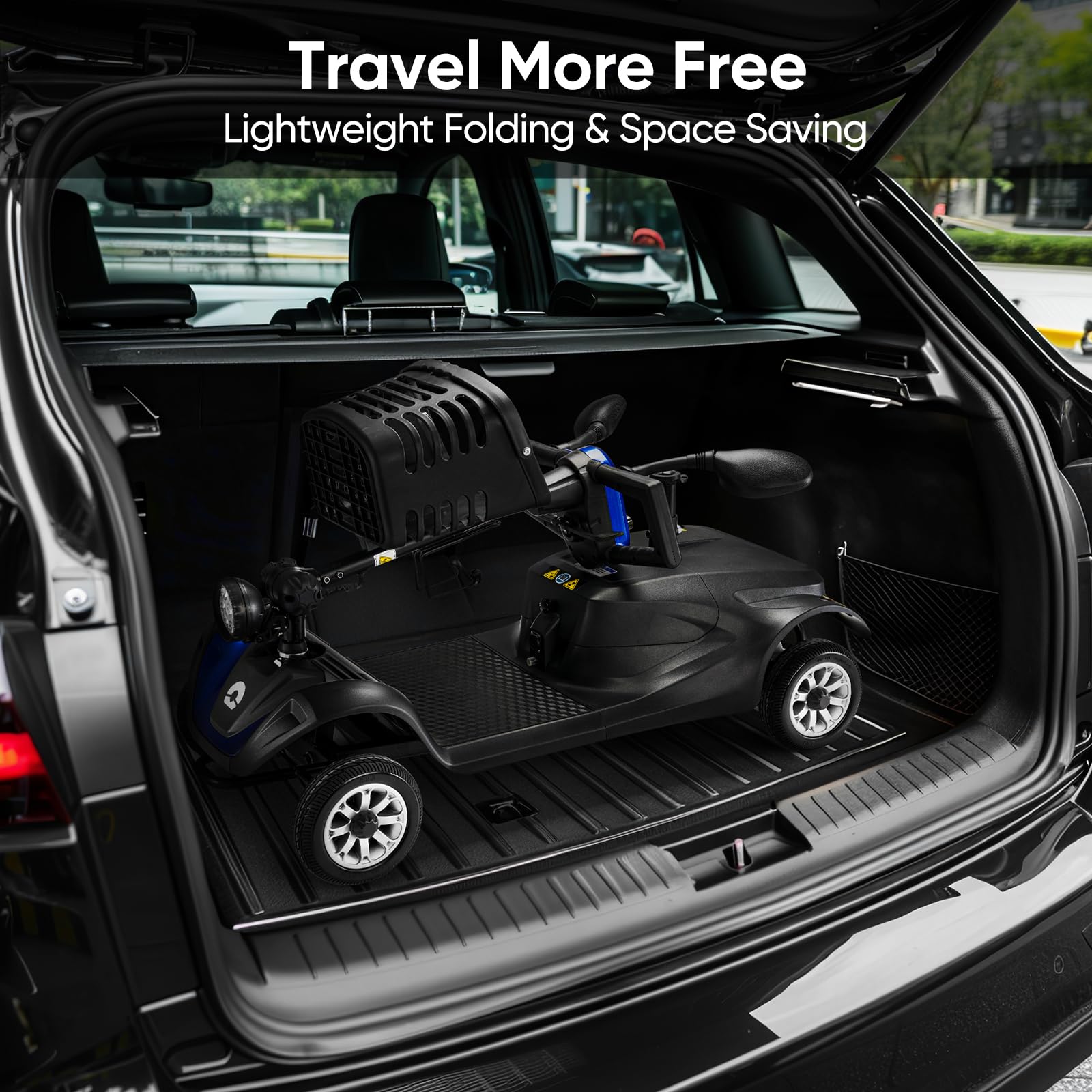 4-Wheel Mobility Scooter for Adults & Seniors - Long Range Electric Scooter with Smart Safety Features, 360° Rotating Seat & LED Headlights - All-Terrain & Travel-Friendly Design with Cup Holder, Rearview Mirrors & Dual Storage Baskets - Ideal for Shopping, Park Visits & Outdoor Adventures