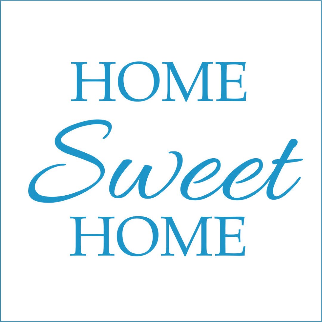 Home Sweet Home #2 Vinyl Decal - Small Wall Sticker - Azure Blue Decorative Lettering - Perfect for Nursery, Bedroom, or Office Decor
