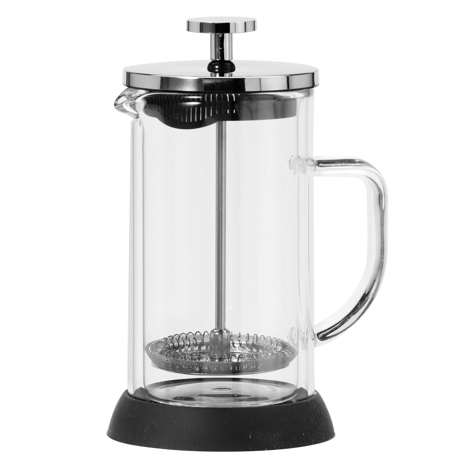 Oggi Glass French Press Coffee Maker (12oz) - Borosilicate Glass, Single Cup Coffee Press with Stainless Steel Lid, 3 Cup Capacity - Perfect for Home, Office & Travel Use