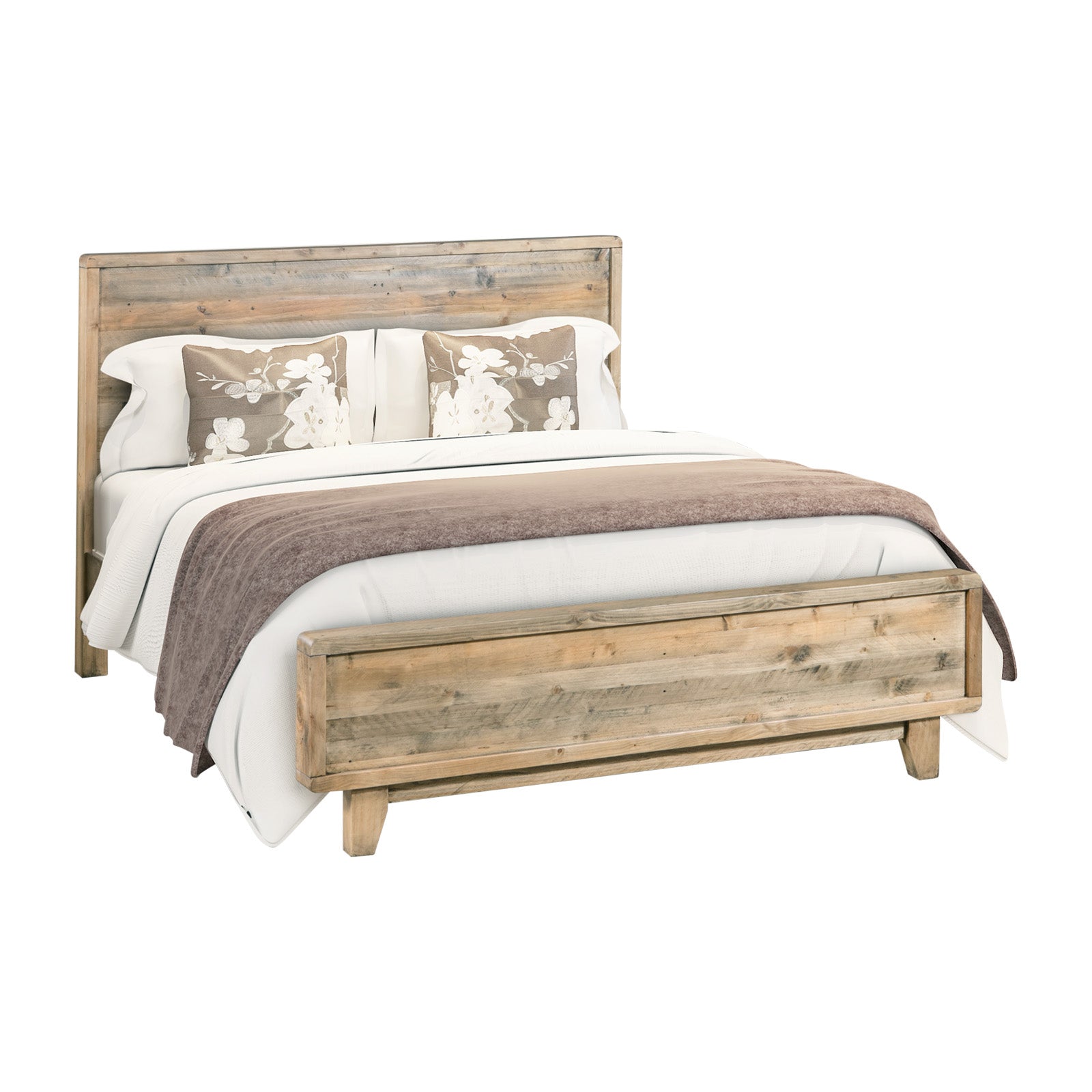 4-Piece Woodland Queen Bedroom Furniture Set in Light Brown - Perfect for Master Bedroom Decor & Cozy Cabin Retreats