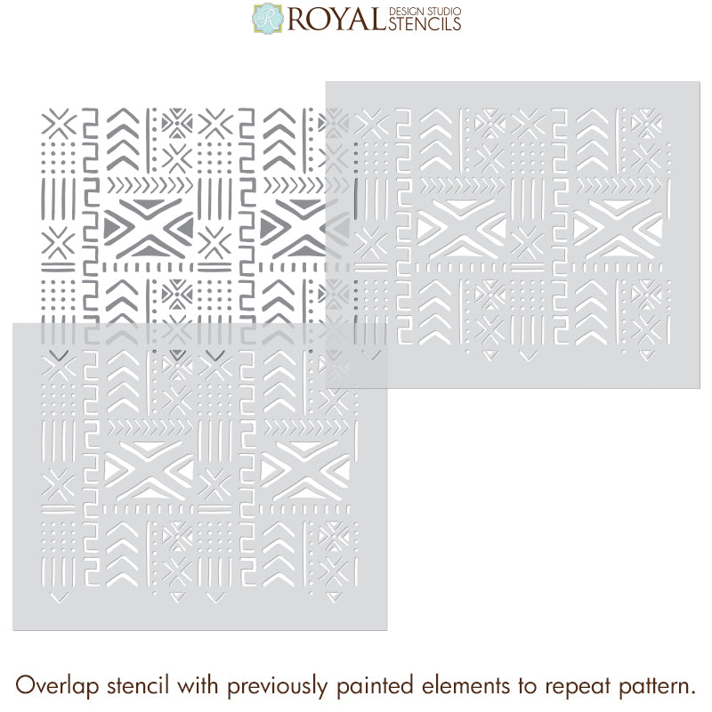 Authentic Mali Mudcloth Stencil for Furniture - DIY Home Decor, Upholstery & Woodworking Projects | African-Inspired Design for Pillows, Walls & More