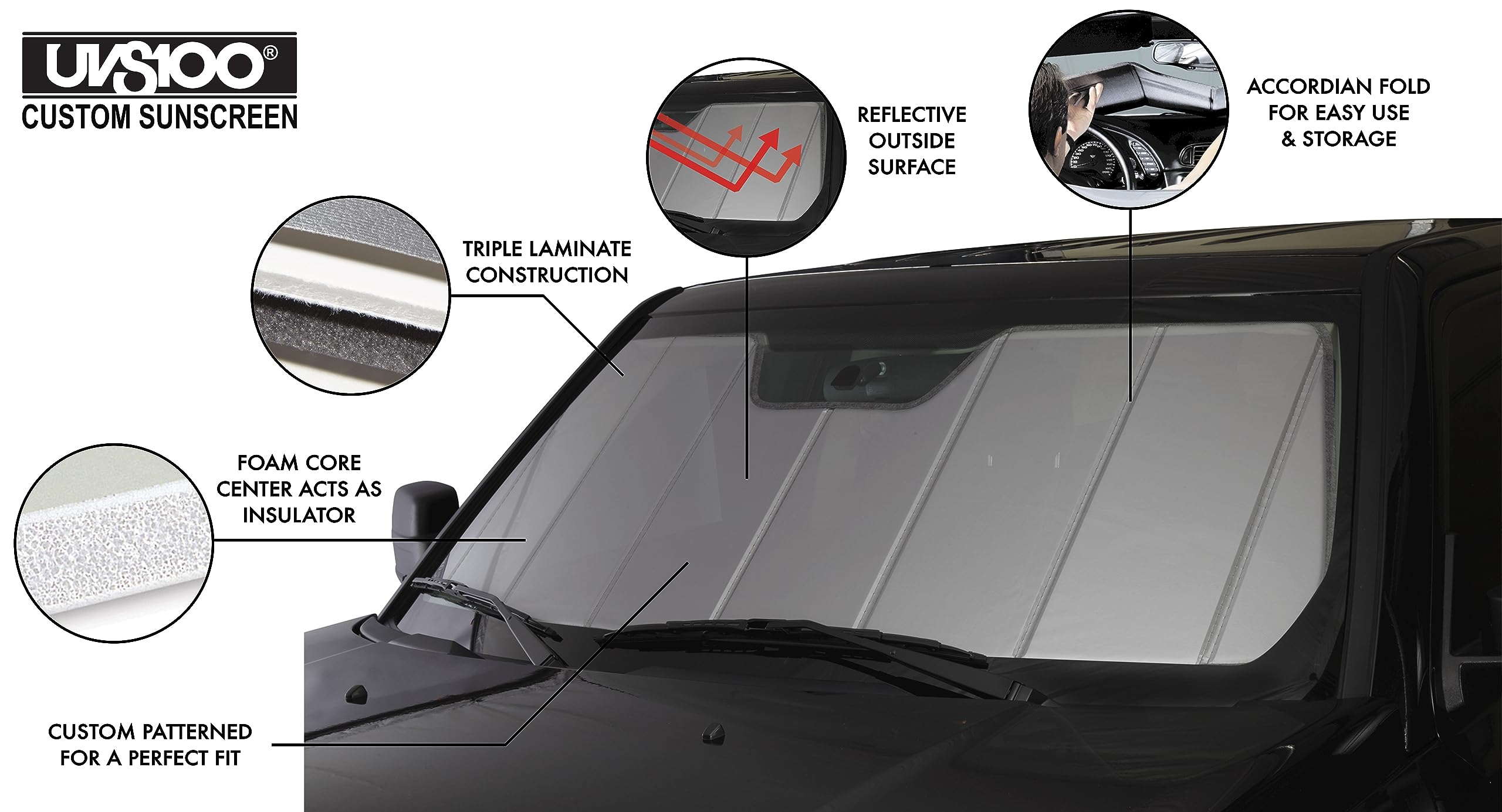 Covercraft UVS100 Custom Sunscreen for 2021-2025 Ford Mustang Mach-E | UV Protection & Heat Shield | Silver Reflective Car Sun Shade | Perfect for Parking & Road Trips