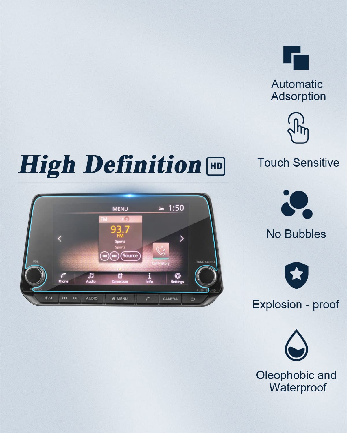 BIBIBO Tempered Glass Screen Protector for 2021-2025 Nissan Rogue (S/SV/SL) - 8