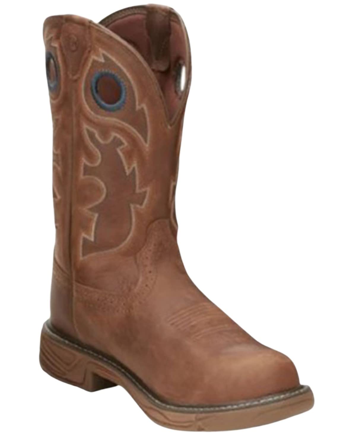 Justin Men's Rush Western Work Boot - Composite Toe, Brown, Size 10 D(M) US - Durable Safety Boots for Construction, Ranch Work & Outdoor Activities