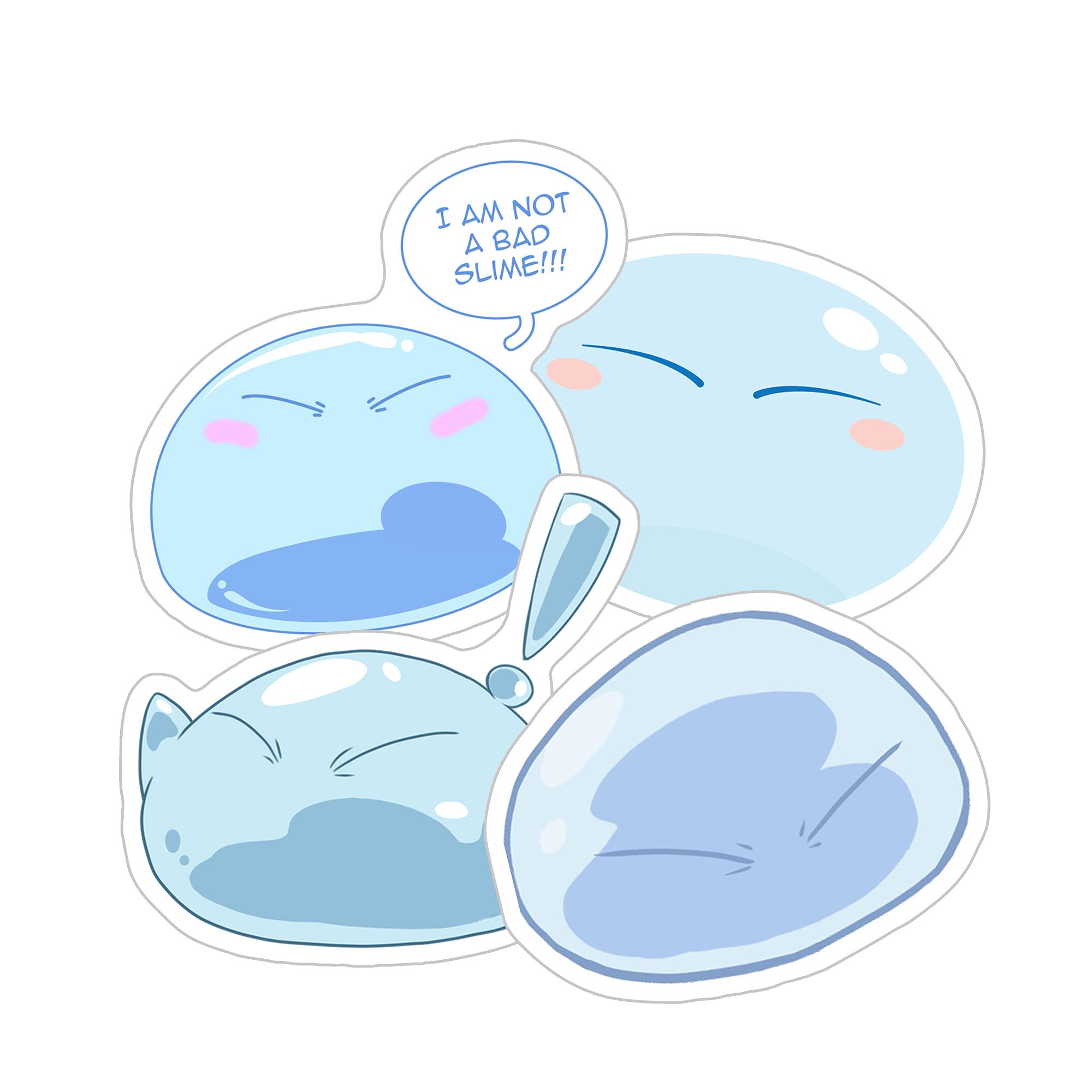 Funny Rimuru Tempest Slime Stickers 4-Pack (3 Inch) - Anime That Time I Got Reincarnated as a Slime Decals for Phone, Laptop, Skateboard & Car - Colorful Vinyl Stickers for Anime Fans & Collectors