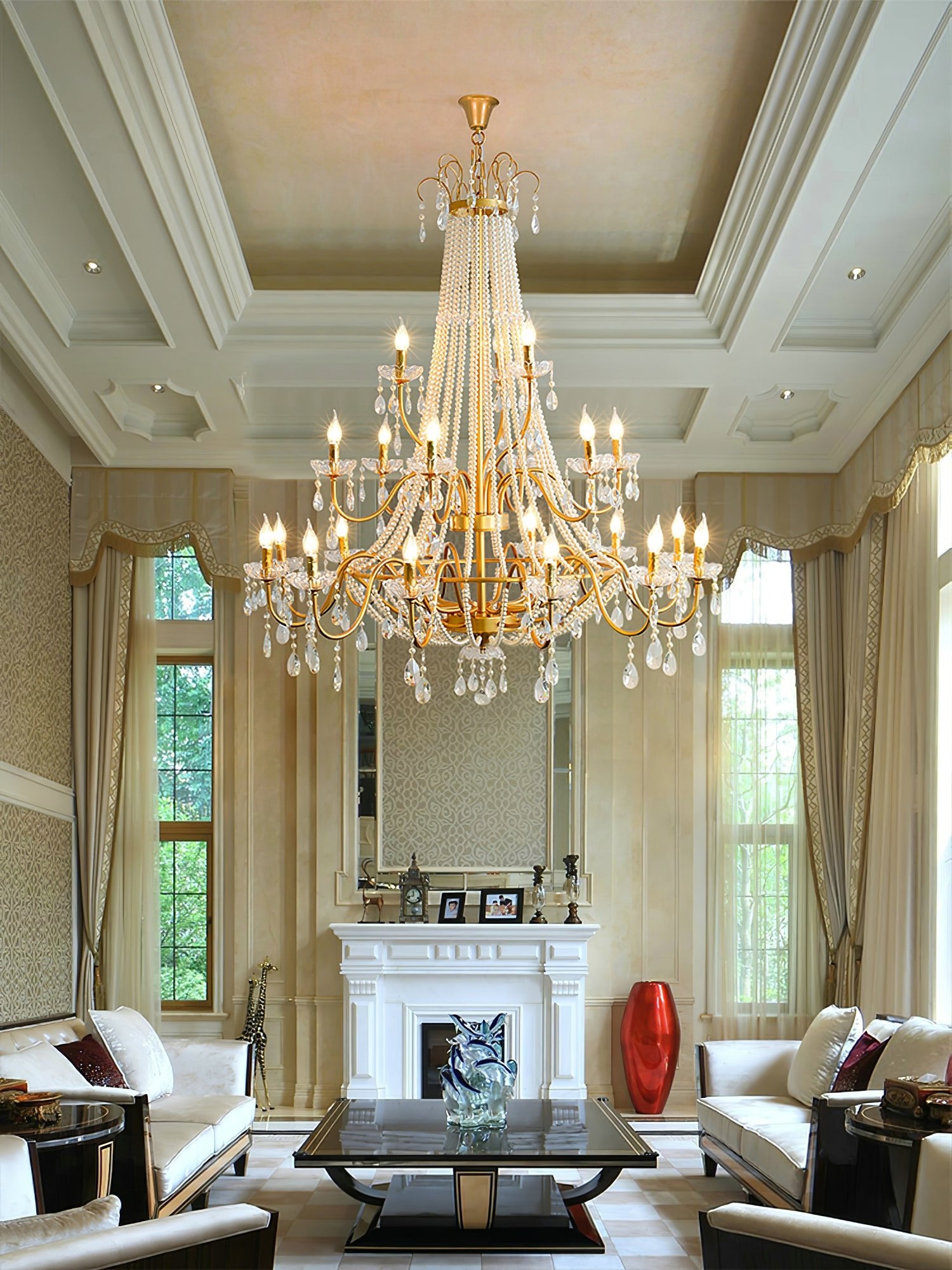 Arcadia Gold Chandelier - Elegant Crystal Ceiling Light Fixture for Dining Room, Living Room & Bedroom | Perfect for Home Decor & Wedding Venues