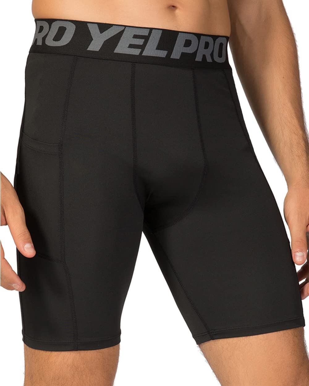 Men's Compression Shorts with Pockets - Spandex Athletic Workout Running Shorts - Performance Baselayer Underwear for Gym, Sports & Active Lifestyle