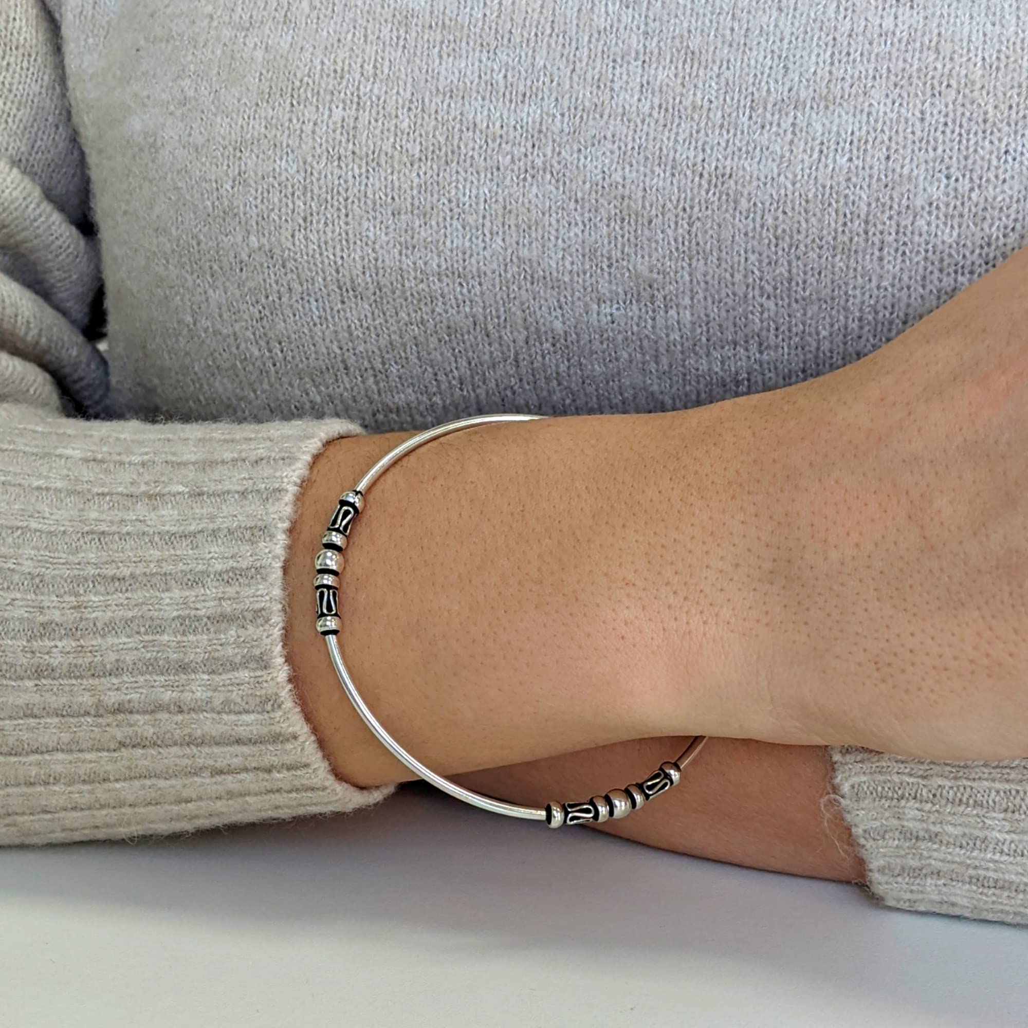 925 Sterling Silver Balinese Wire Scrollwork Bangle Bracelet for Women - Elegant Handmade Jewelry Gift for Birthday, Anniversary & Special Occasions