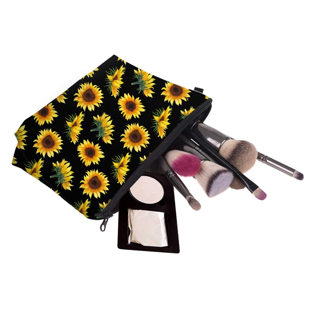 Deanfun Sunflower Cosmetic Bag for Women - Waterproof Makeup Organizer & Roomy Toiletry Pouch - Perfect Travel Accessories & Gift Ideas for Makeup Lovers - Great for Vacation, Gym, and Daily Use