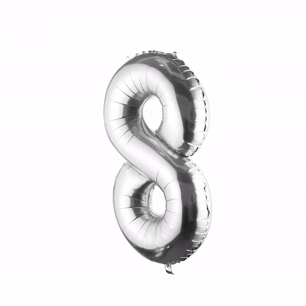 Balloonify Silver Mylar Number 8 Balloon - 40 Inch Large Foil Balloon for Birthday Party Decorations, Anniversary Celebrations & Graduation Events (1 Count Box)