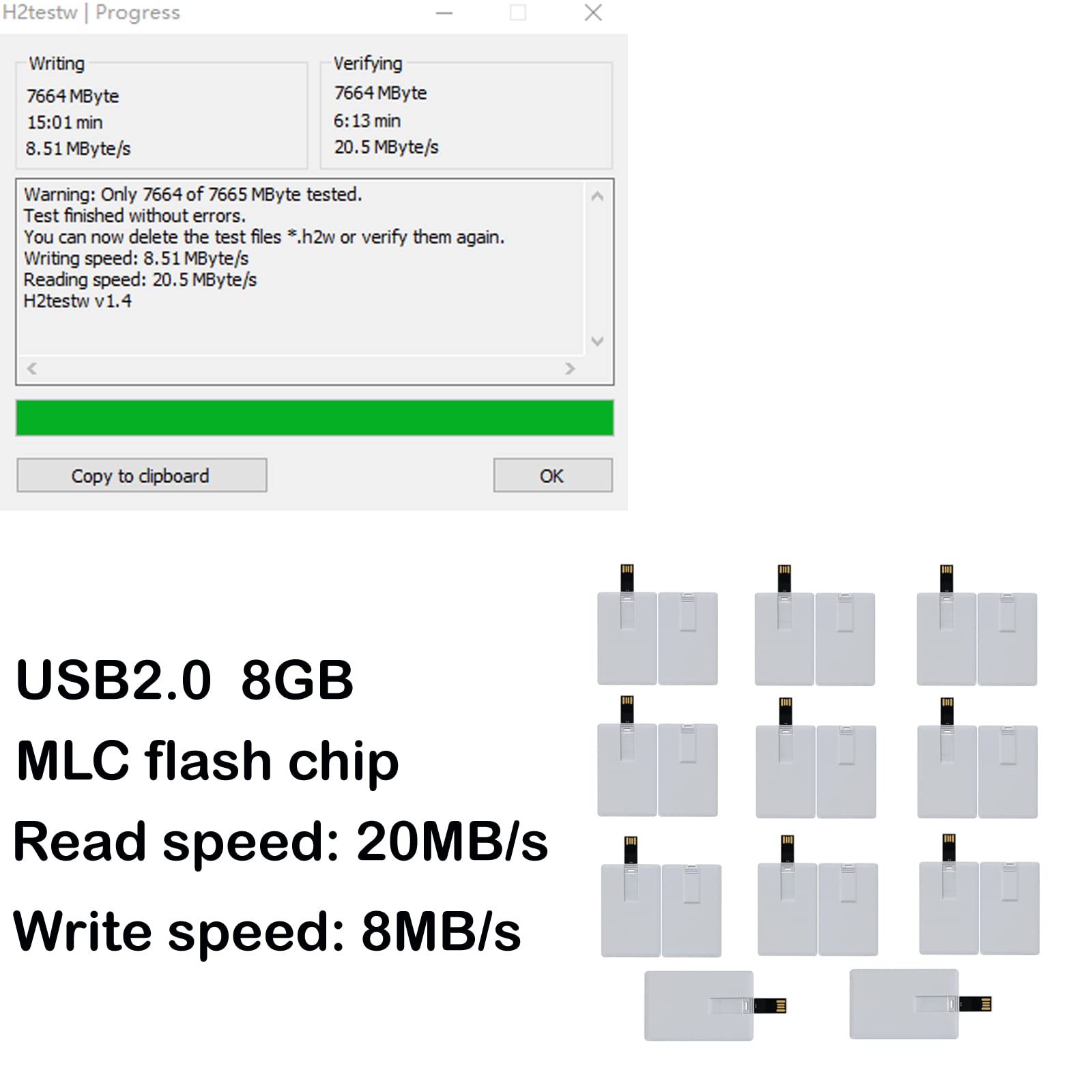 8GB USB Flash Drive 100 Pack - Bulk USB 2.0 Flash Memory Sticks with MLC Chip - 20MB/s Read & 8MB/s Write Speed - Credit Card Size, Water Resistant & Lightweight - Perfect for Business Promotions, School Projects & Data Storage