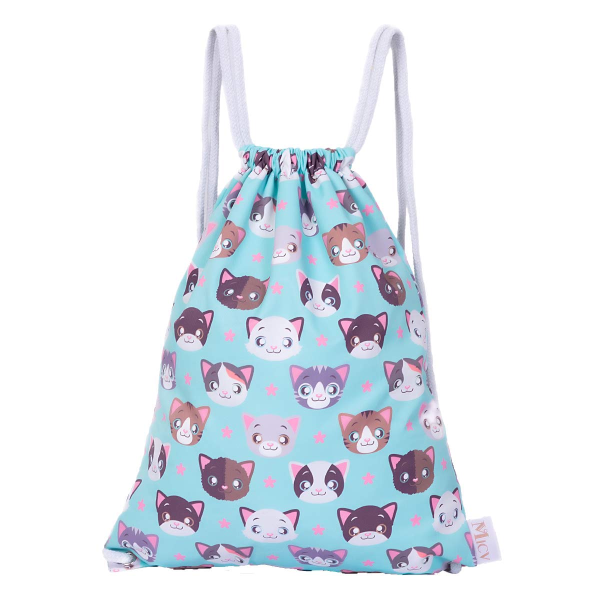 Waterproof Drawstring Backpack with Cat Print - Lightweight Gym Sack for Sports, Travel & School - Perfect for Kids, Women & Teens (Ideal for Gym, Beach, Shopping & Daily Use)