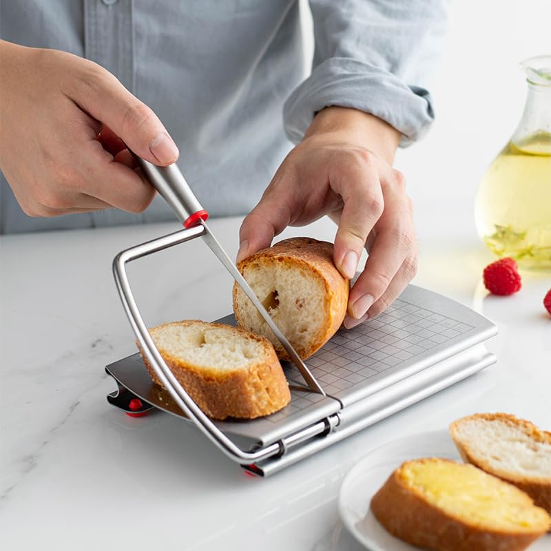 Premium Stainless Steel Cheese Slicer & Cutter - Multi-Purpose Kitchen Tool for Block Cheese, Butter, Sausages, Fruits - Perfect for Charcuterie Boards, Party Platters & Home Cooking Accessories