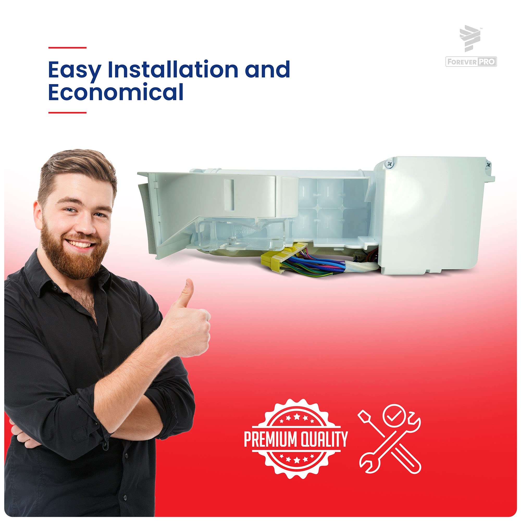 ForeverPRO AEQ73110205 Ice Maker Assembly Kit for LG Refrigerator - Compatible with Models 2657858, AEQ72910401, AEQ72910404, AEQ72910405 - Easy DIY Replacement for Home Kitchen Appliances
