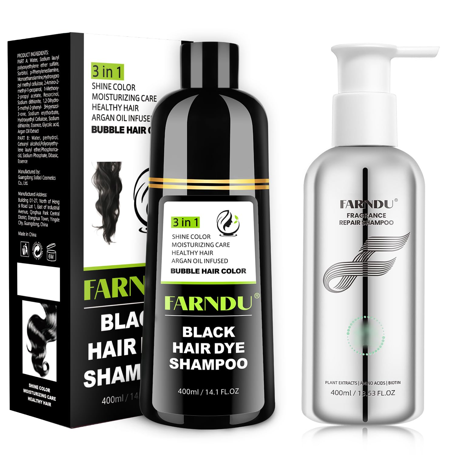 Black Hair Dye Shampoo with Hair Growth Formula - Permanent Color & Repair Treatment for Damaged Hair - Best for Gray Coverage & Thinning Hair at Home