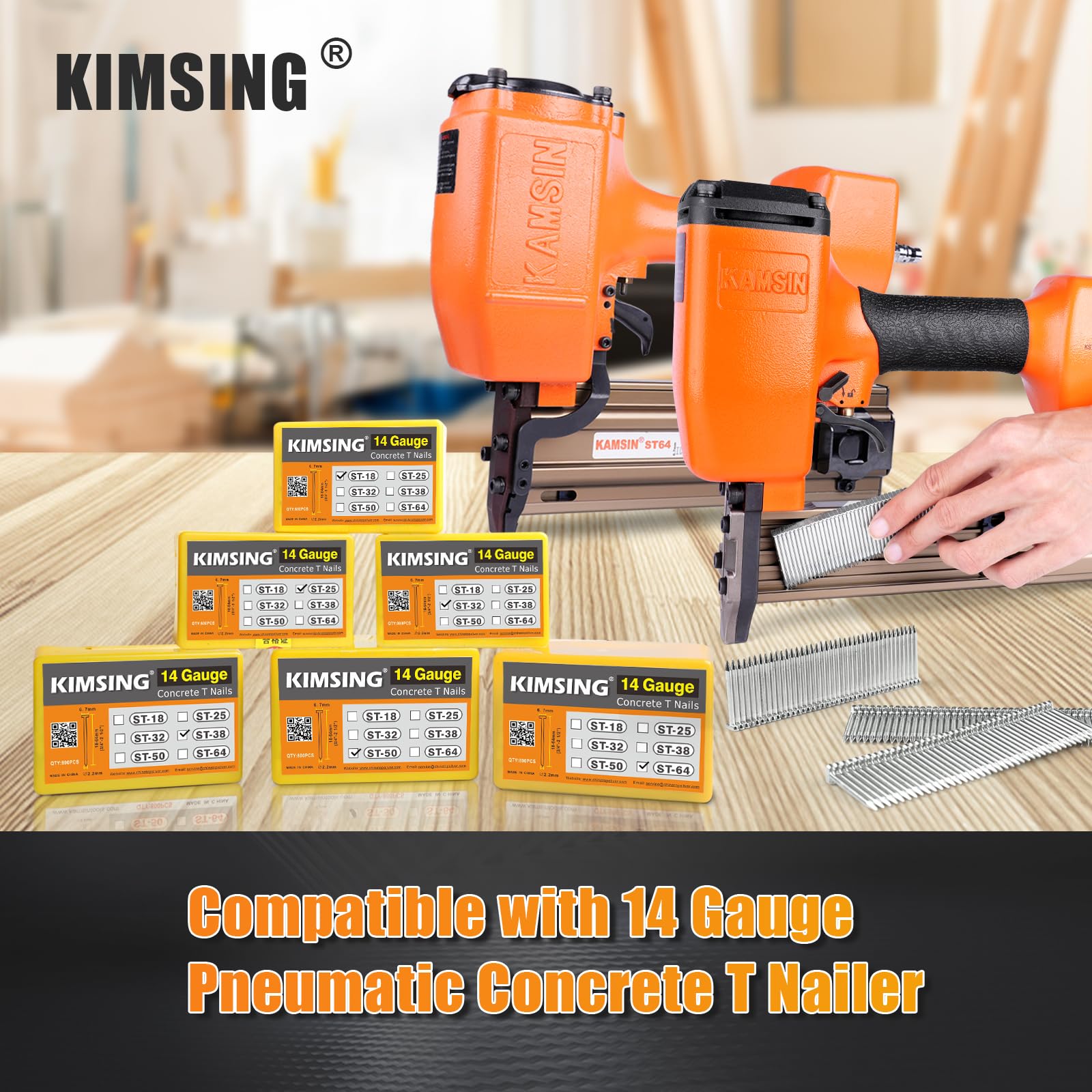 14 Gauge 3/4-Inch (18mm) Concrete Nails 800PCS/Box - Heavy Duty T Nails for Truss Building, Construction Framing, Concrete Nailing & DIY Projects | Perfect for Wood to Concrete Fastening, Roofing, and Structural Framing