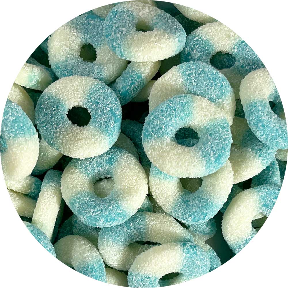 Kustomkids Sour Blue Raspberry Candy Rings - 2.2lb Bulk Bag - Sweet & Tangy Treats for Parties, Movie Nights & Snack Time