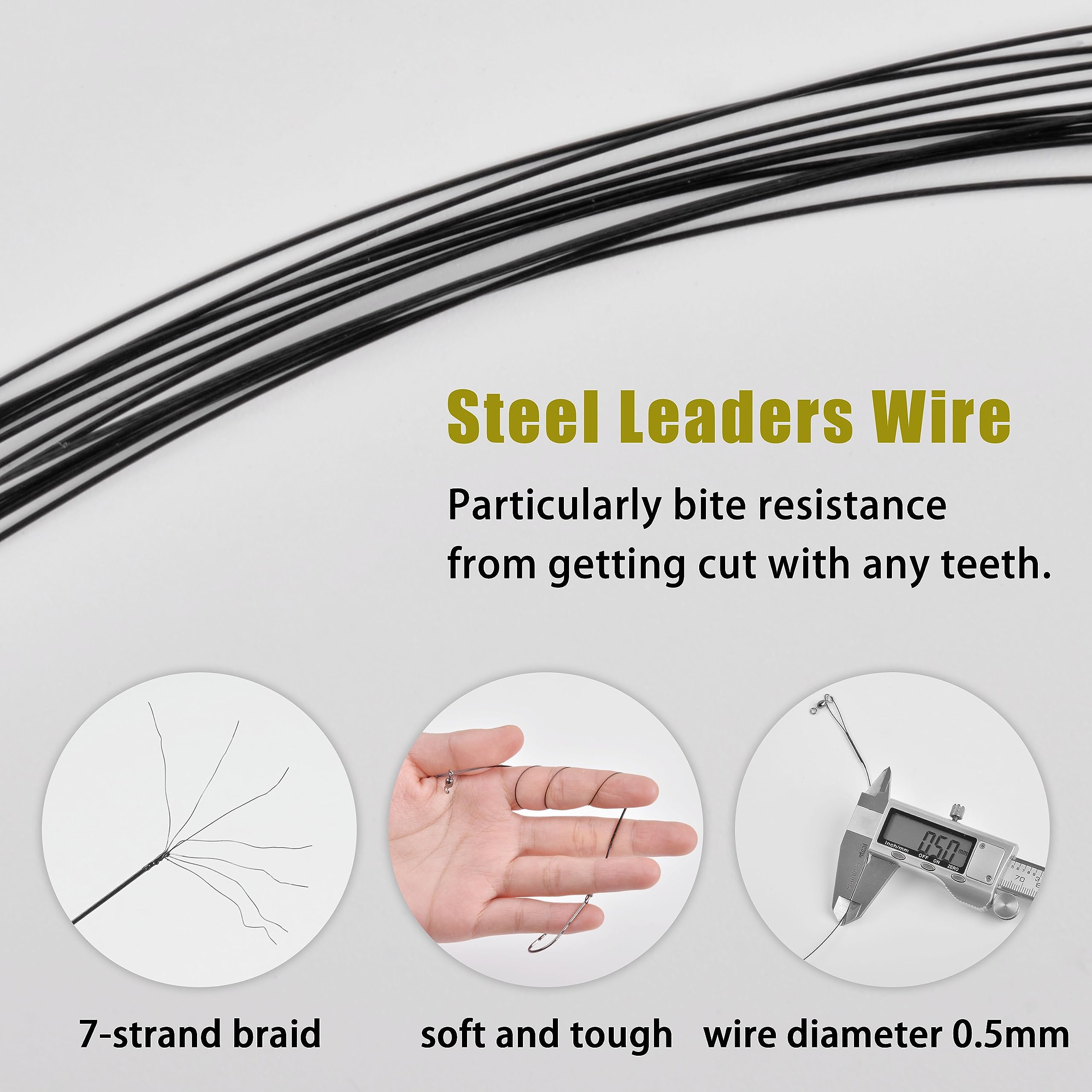 Saltwater Steel Wire Leader Fishing Hook Rigs - Snelled Baitholder Hooks for Bass & Catfish | Freshwater & Saltwater Fishing Lures | Perfect for Shore Fishing, Boat Fishing, and Ice Fishing