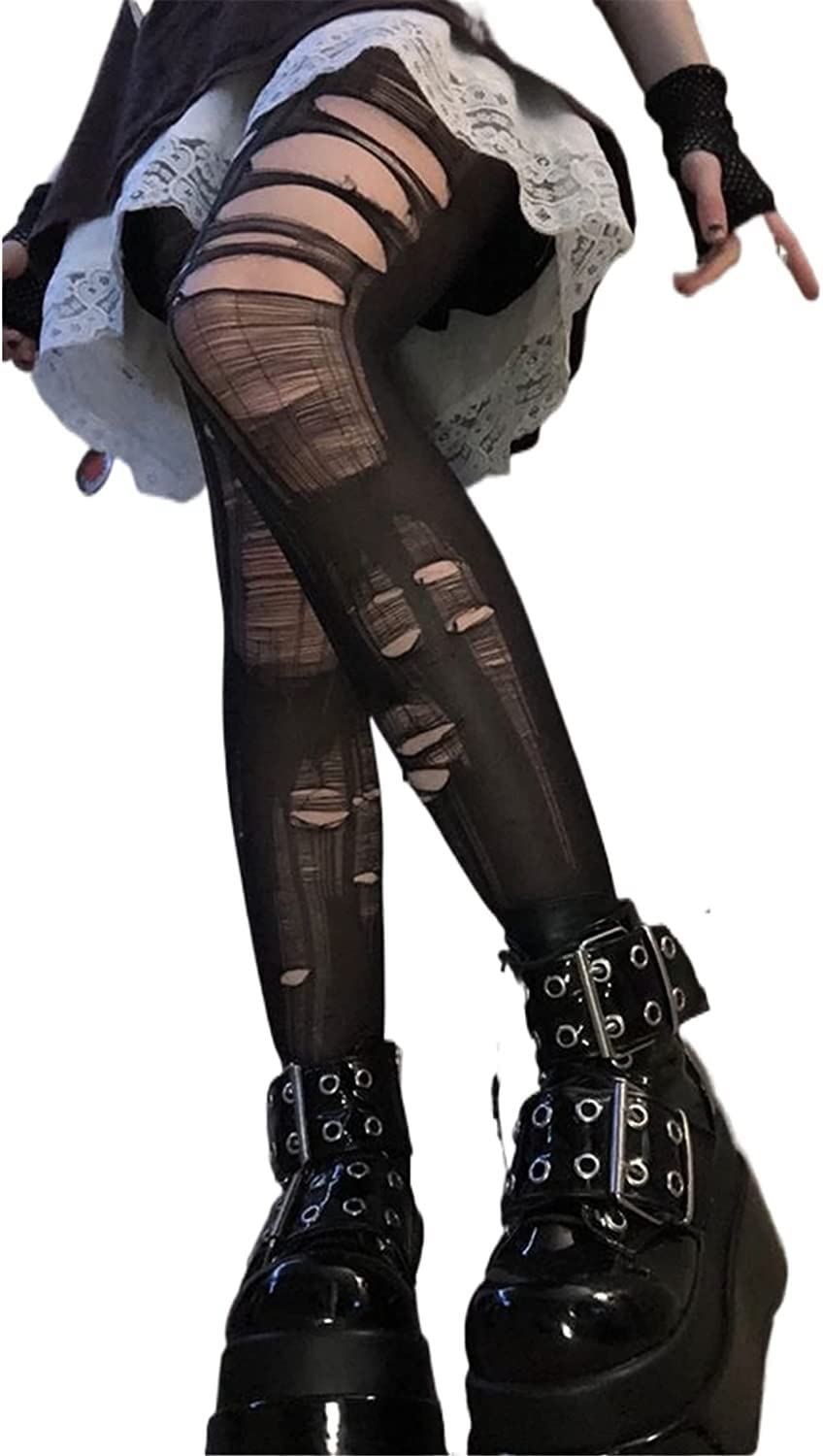 5 Pairs Gothic Fishnet Stockings - Women's Ripped Tights for Party & Cosplay