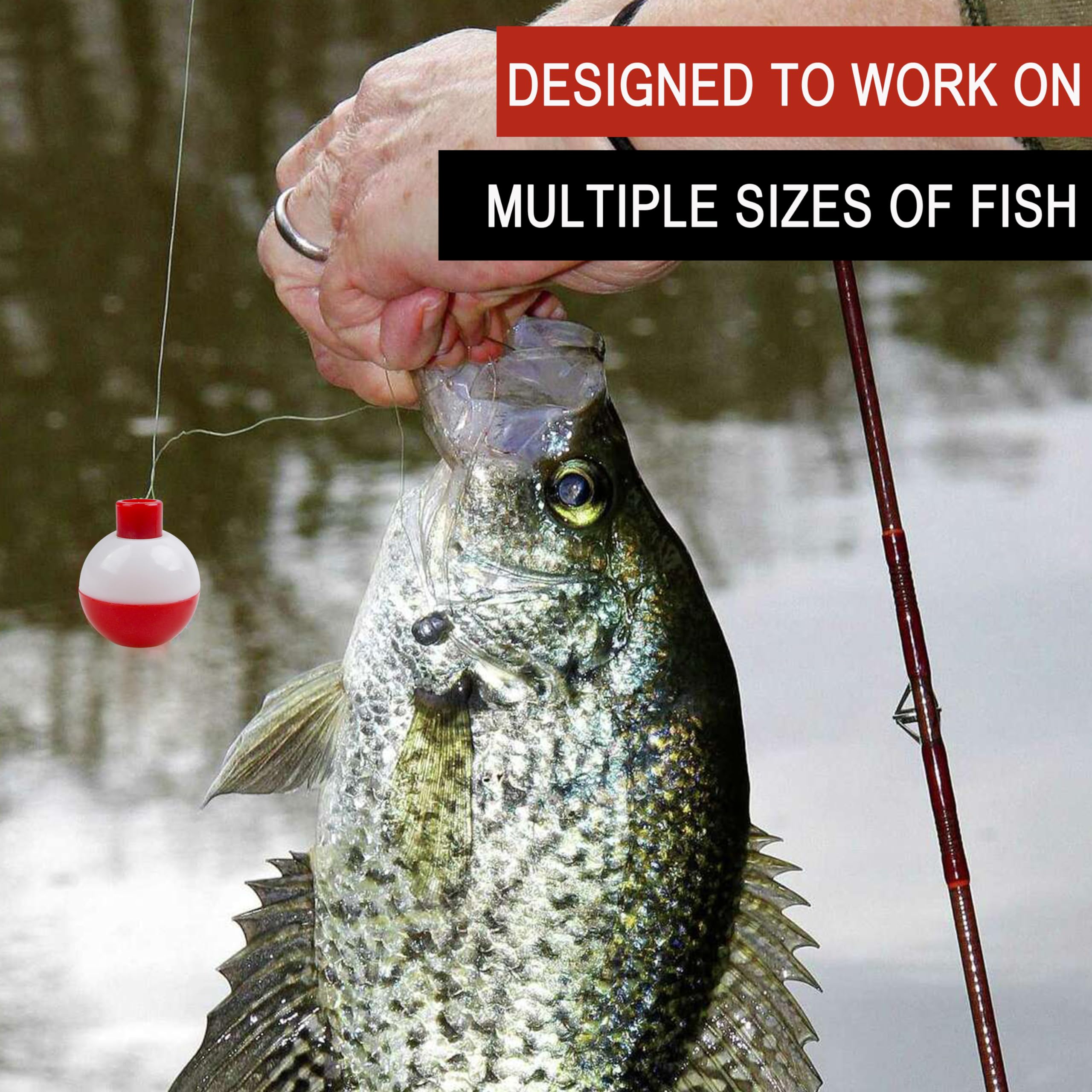 **SILANON Fishing Bobbers Set - Hard ABS Snap-On Round Floats (0.5-2.5 Inch) - Red & White Buoy Floats for Freshwater & Saltwater Fishing - Ideal for Bass, Trout, and Panfish**